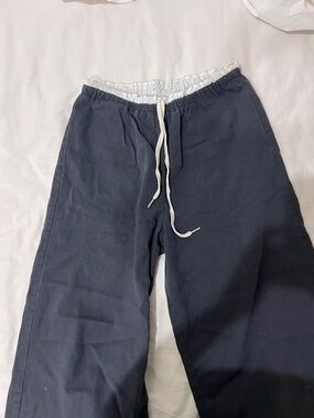 Navy Drawstring Casual Pants